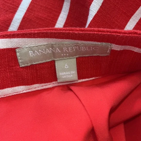 Banana Republic Skirt Back Zip Midi Striped Red, Size 6 - Picture 6 of 8